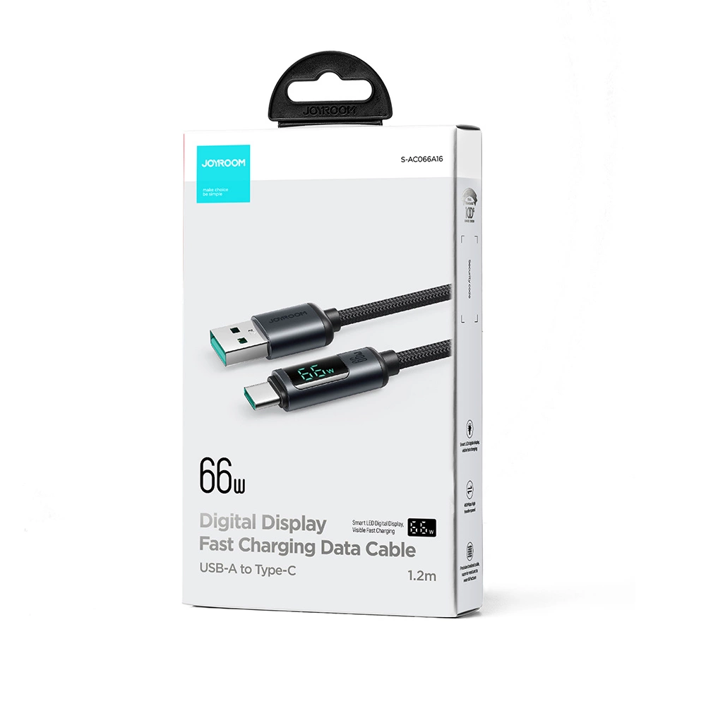 Joyroom Prism Series A16 USB-C / USB-A Cable 66W 1.2m with LED Display - Blackeng