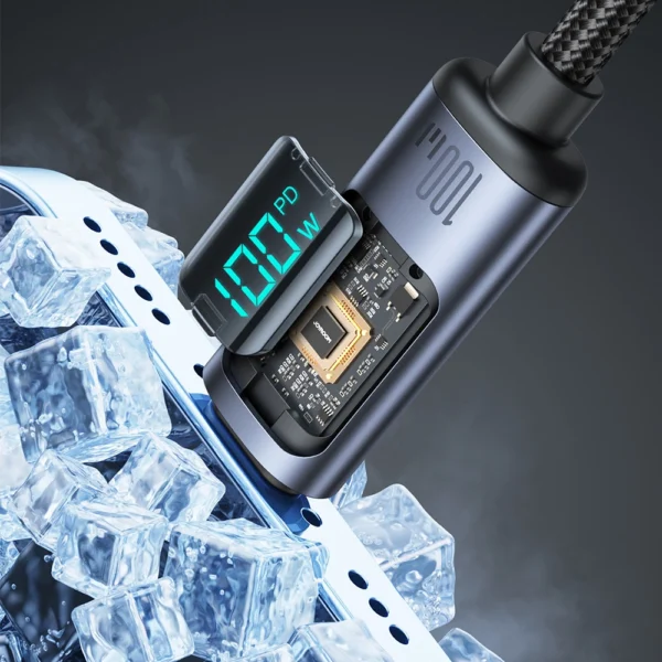 Joyroom Prism Series A16 USB-C / USB-C 100W 1.2m Cable with LED Display - Blackeng