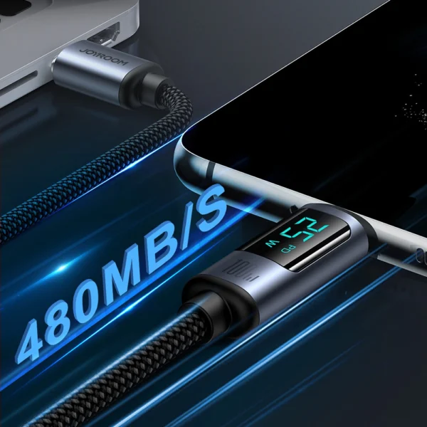 Joyroom Prism Series A16 USB-C / USB-C 100W 1.2m Cable with LED Display - Blackeng