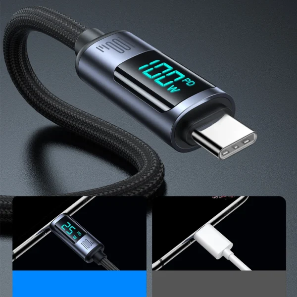 Joyroom Prism Series A16 USB-C / USB-C 100W 1.2m Cable with LED Display - Blackeng