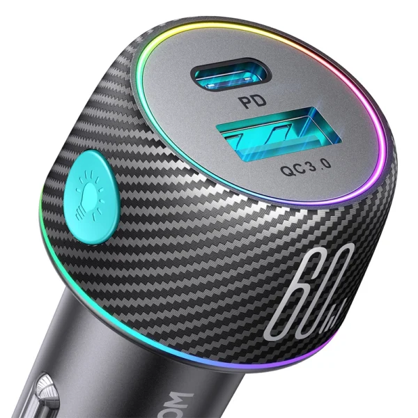 60W USB-C USB-A car charger Joyroom JR-CCN01 - blackeng