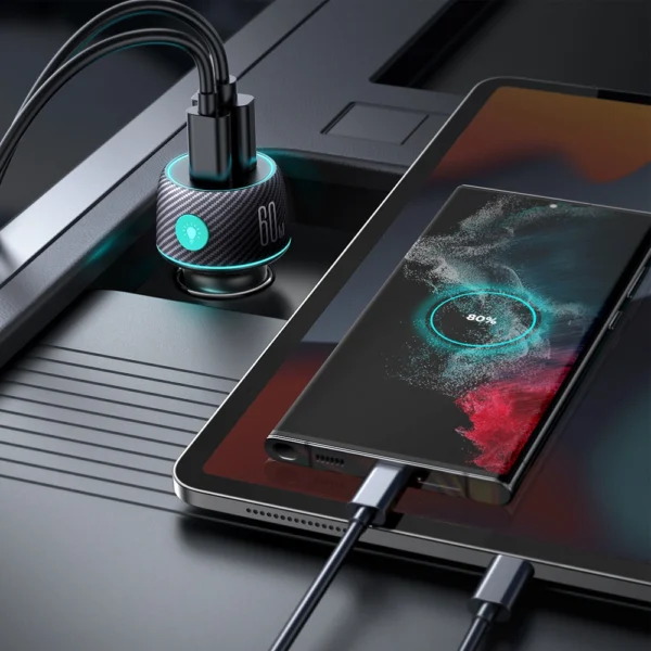 60W USB-C USB-A car charger Joyroom JR-CCN01 - blackeng