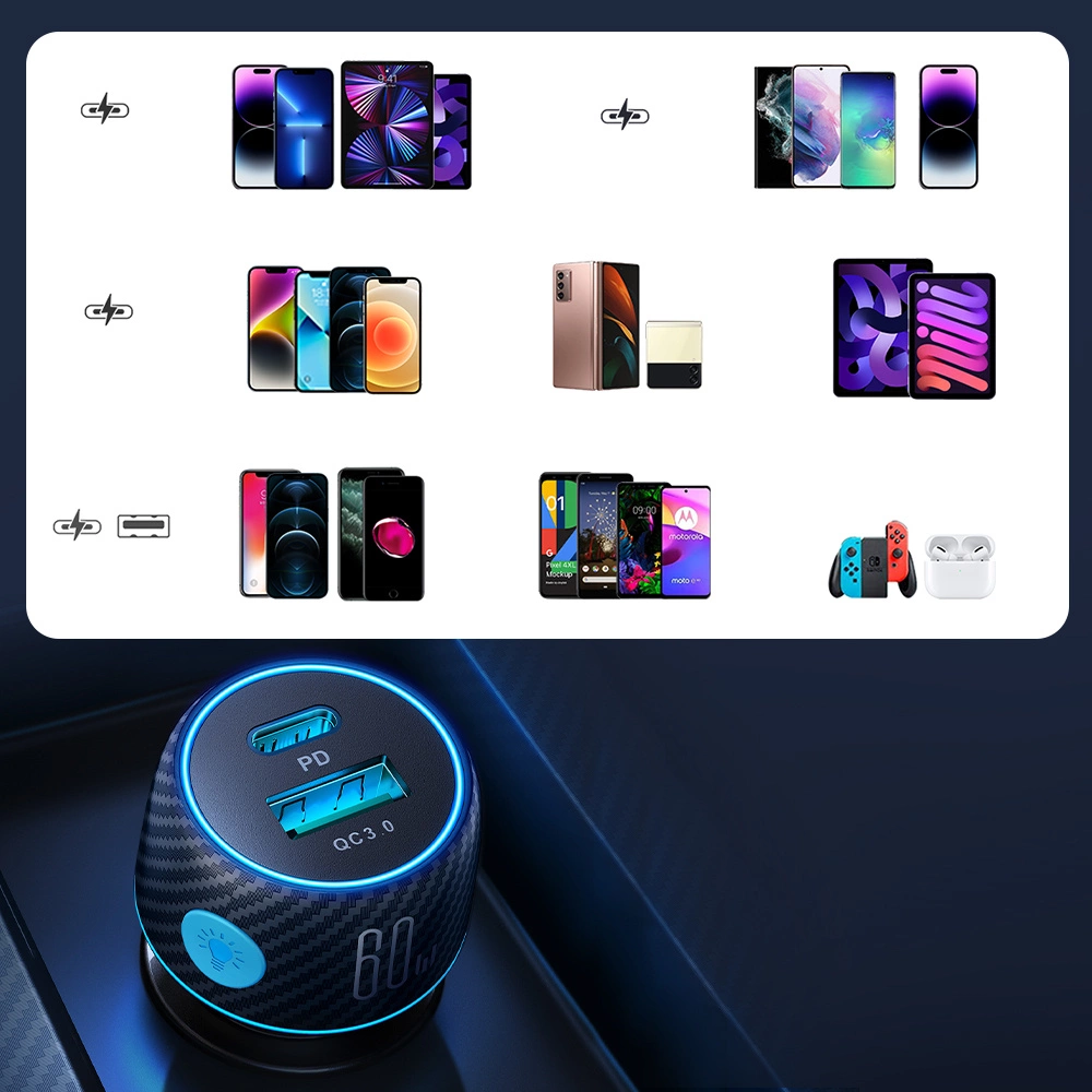 60W USB-C USB-A car charger Joyroom JR-CCN01 - blackeng