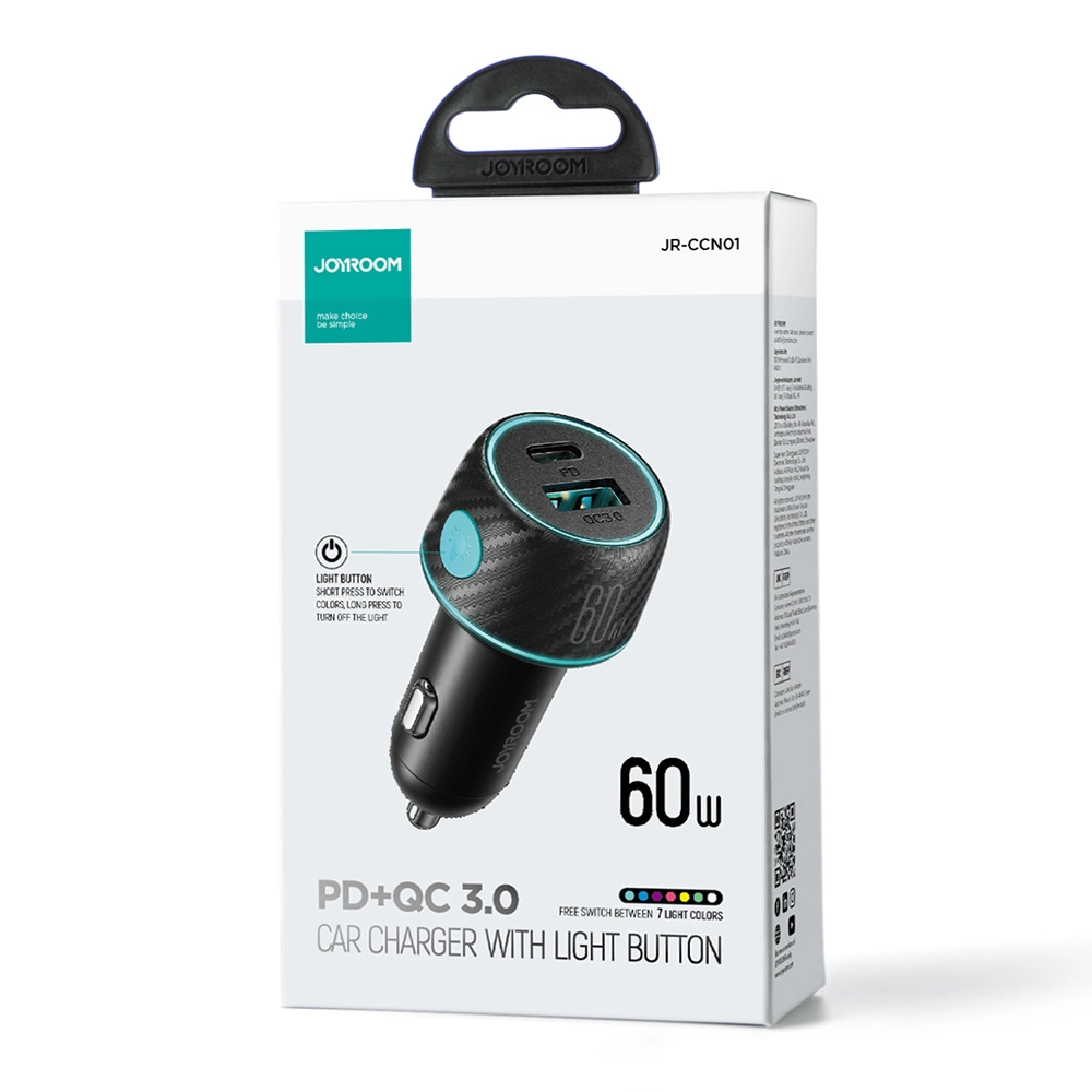 60W USB-C USB-A car charger Joyroom JR-CCN01 - blackeng