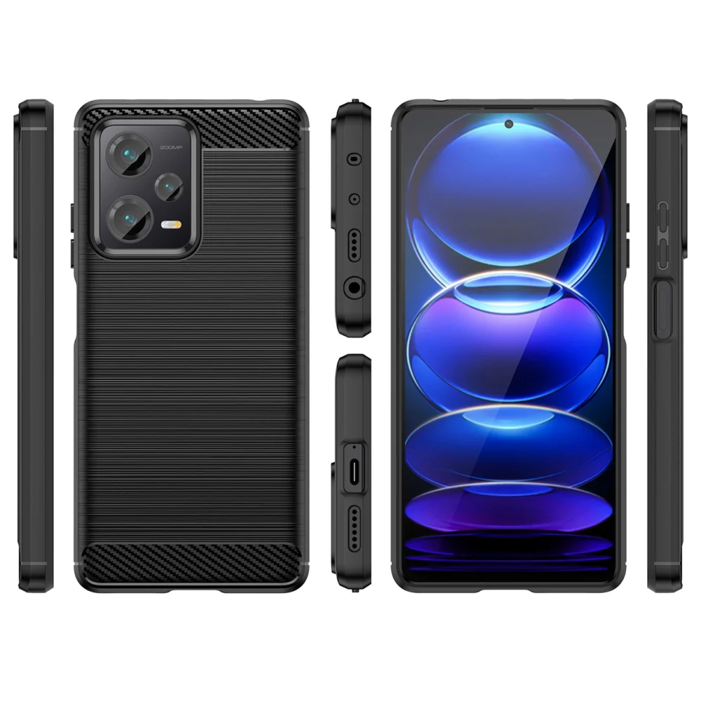 Carbon Case case for Xiaomi Redmi Note 12 Pro+ flexible silicone carbon cover blackeng