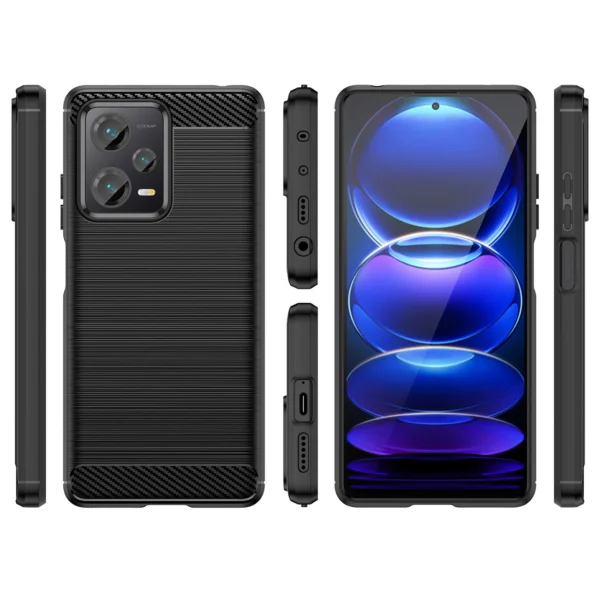 Carbon Case case for Xiaomi Redmi Note 12 Pro+ flexible silicone carbon cover blackeng