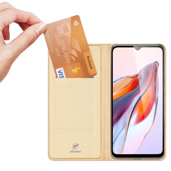 Dux Ducis Skin Pro Case For Xiaomi Redmi 11A / Poco C55 / Redmi 12C Cover Flip Card Wallet Stand Goldeng
