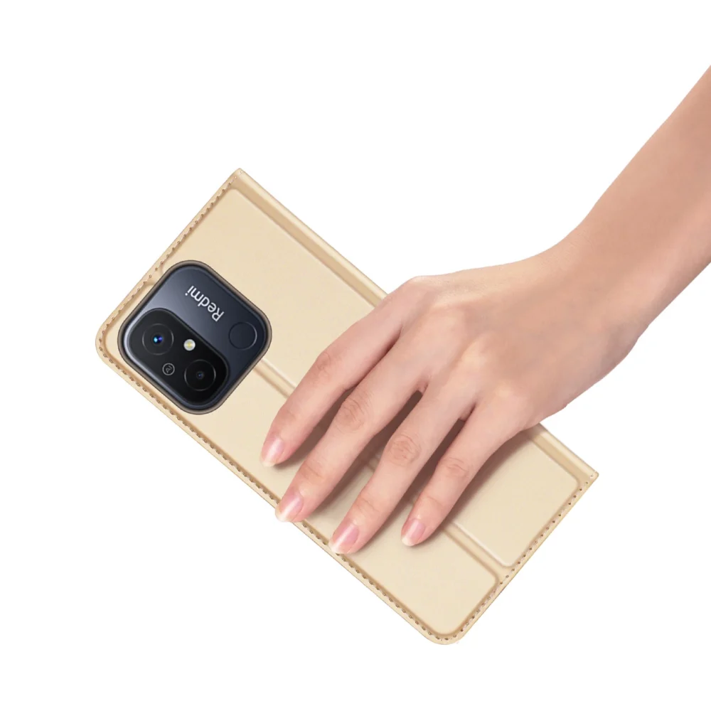 Dux Ducis Skin Pro Case For Xiaomi Redmi 11A / Poco C55 / Redmi 12C Cover Flip Card Wallet Stand Goldeng