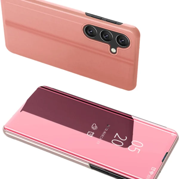 Clear View Case cover for Samsung Galaxy A24 4G cover with a flap pinkeng