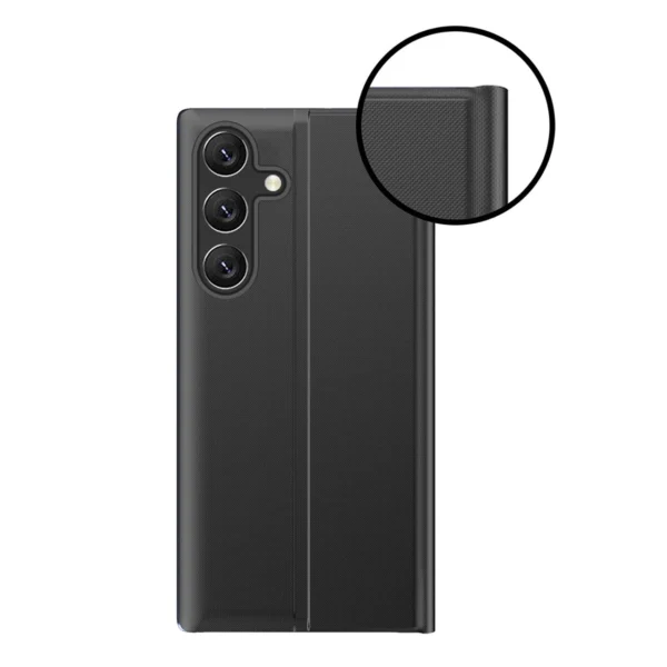 New Sleep Case for Samsung Galaxy A24 4G cover with flip stand blackeng