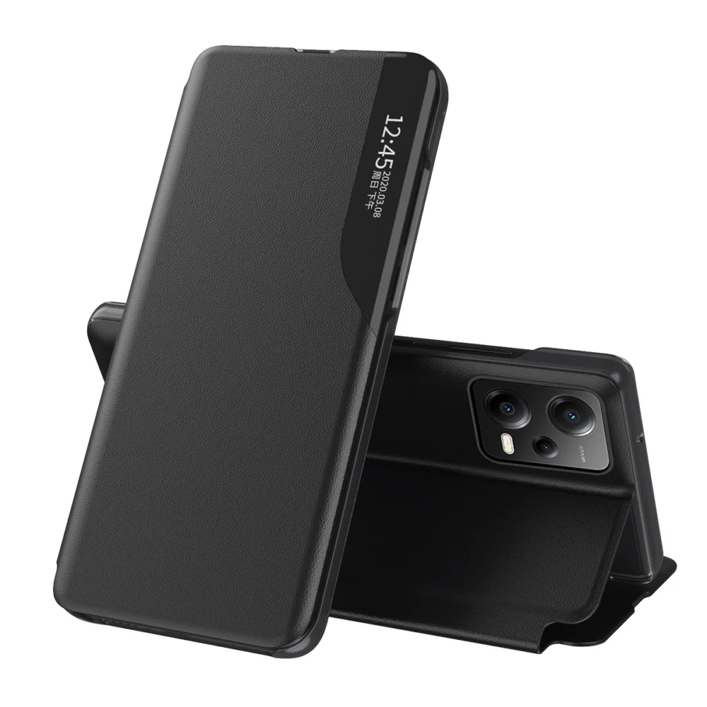 Eco Leather View Case for Xiaomi Redmi Note 12 Pro+ with flip stand blackeng