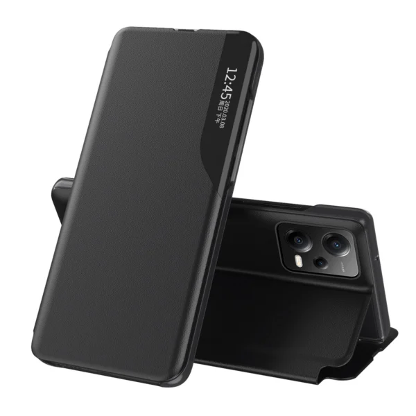Eco Leather View Case Cover for Xiaomi Redmi Note 12 Pro / Poco X5 Pro 5G with Flip Stand Blackeng