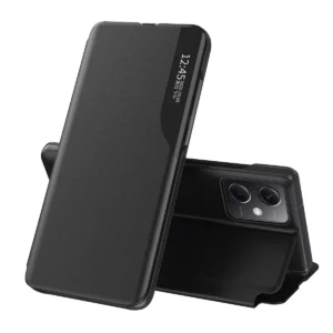 Eco Leather View Case Cover for Xiaomi Redmi Note 12 5G / Poco X5 5G with Flip Stand Blackeng