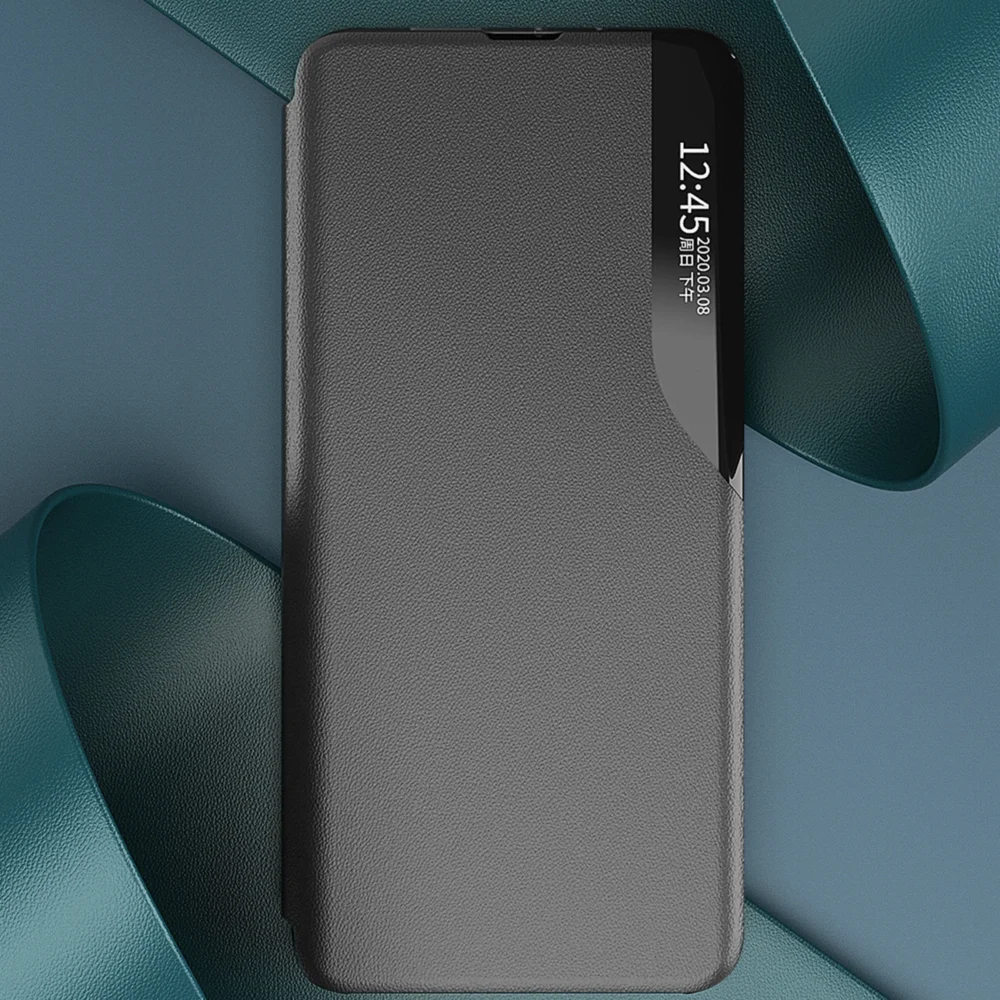 Eco Leather View Case Cover for Xiaomi Redmi Note 12 5G / Poco X5 5G with Flip Stand Blackeng