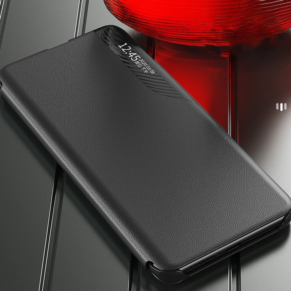 Eco Leather View Case Cover for Xiaomi Redmi Note 12 5G / Poco X5 5G with Flip Stand Blackeng