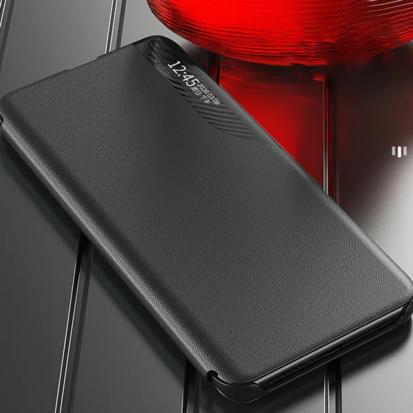 Eco Leather View Case Cover for Xiaomi Redmi Note 12 5G / Poco X5 5G with Flip Stand Blackeng