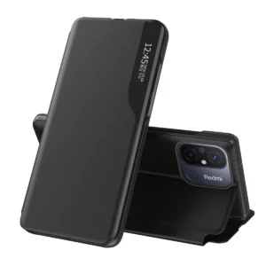 Eco Leather View Case for Xiaomi Redmi 11A / Poco C55 / Redmi 12C with flip stand blackeng