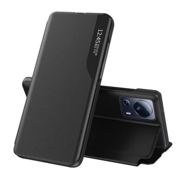 Eco Leather View Case case for Xiaomi 13 Lite with a flip stand blackeng