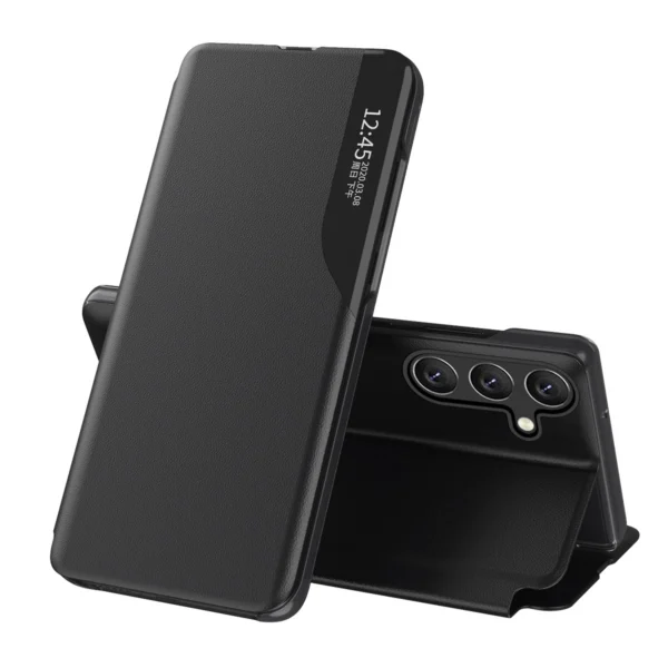 Eco Leather View Case cover for Samsung Galaxy A24 4G with a flip stand blackeng