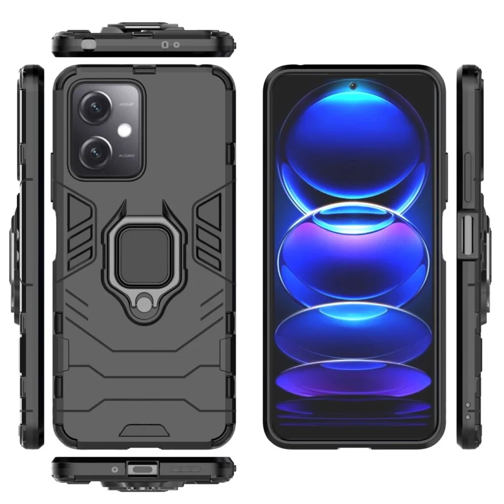 Ring Armor Case for Xiaomi Redmi Note 12 5G / Poco X5 5G Armor Cover Magnetic Holder Ring Blackeng