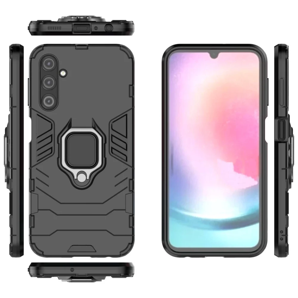 Ring Armor case for Samsung Galaxy A24 4G armored cover magnetic holder ring blackeng