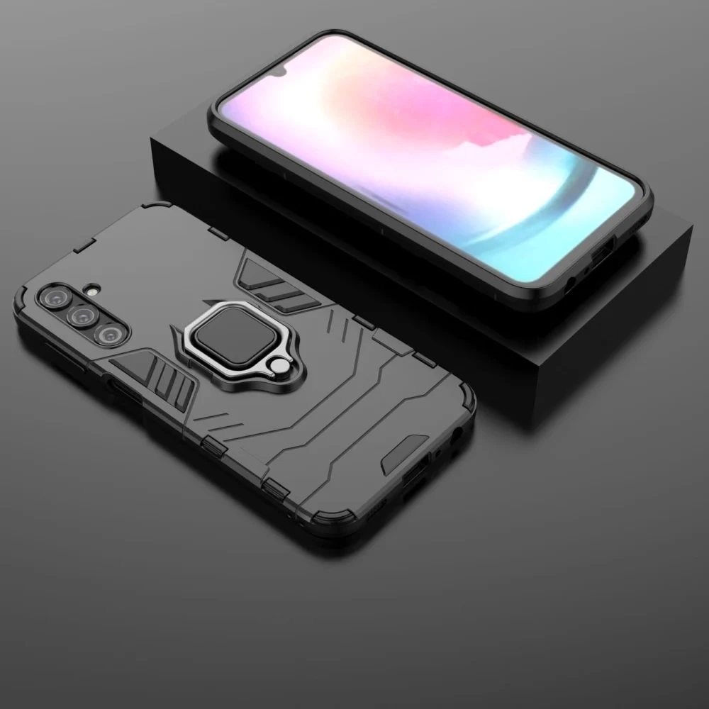 Ring Armor case for Samsung Galaxy A24 4G armored cover magnetic holder ring blackeng