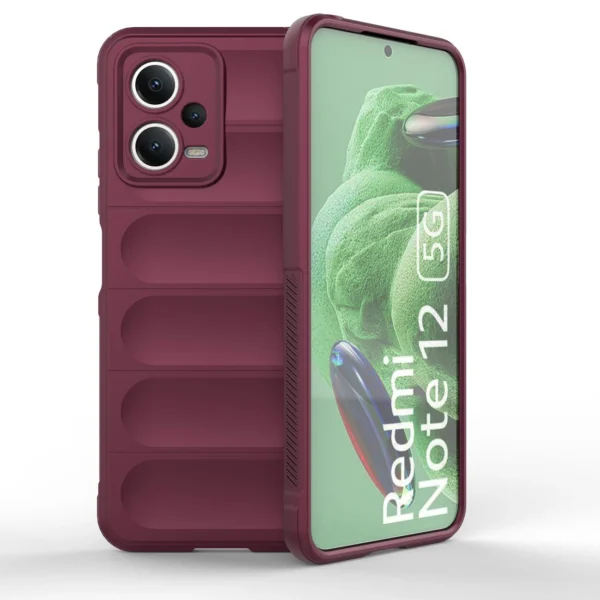 Magic Shield Case Cover for Xiaomi Redmi Note 12 5G / Poco X5 5G Flexible Armor Cover Burgundyeng