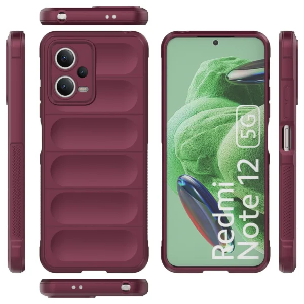 Magic Shield Case Cover for Xiaomi Redmi Note 12 5G / Poco X5 5G Flexible Armor Cover Burgundyeng
