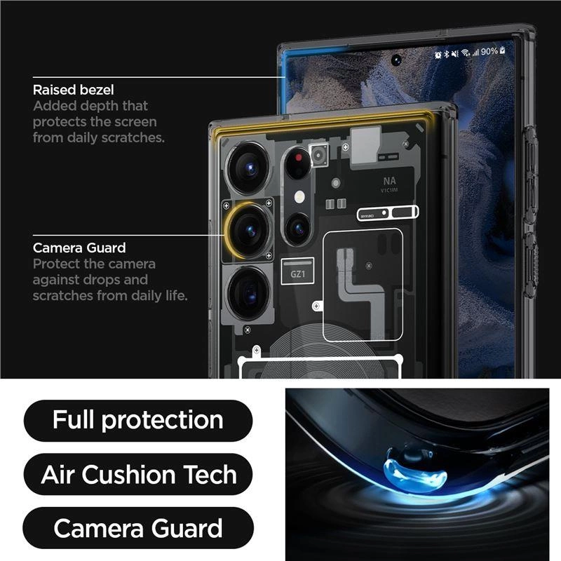 Spigen Ultra Hybrid Case for Samsung Galaxy S23 Ultra - Dark Gray (Zero One Pattern)eng