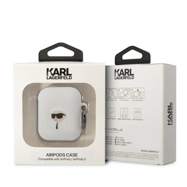 Karl Lagerfeld KLA2RUNIKH AirPods 1/2 cover white/white Silicone Karl Head 3Deng