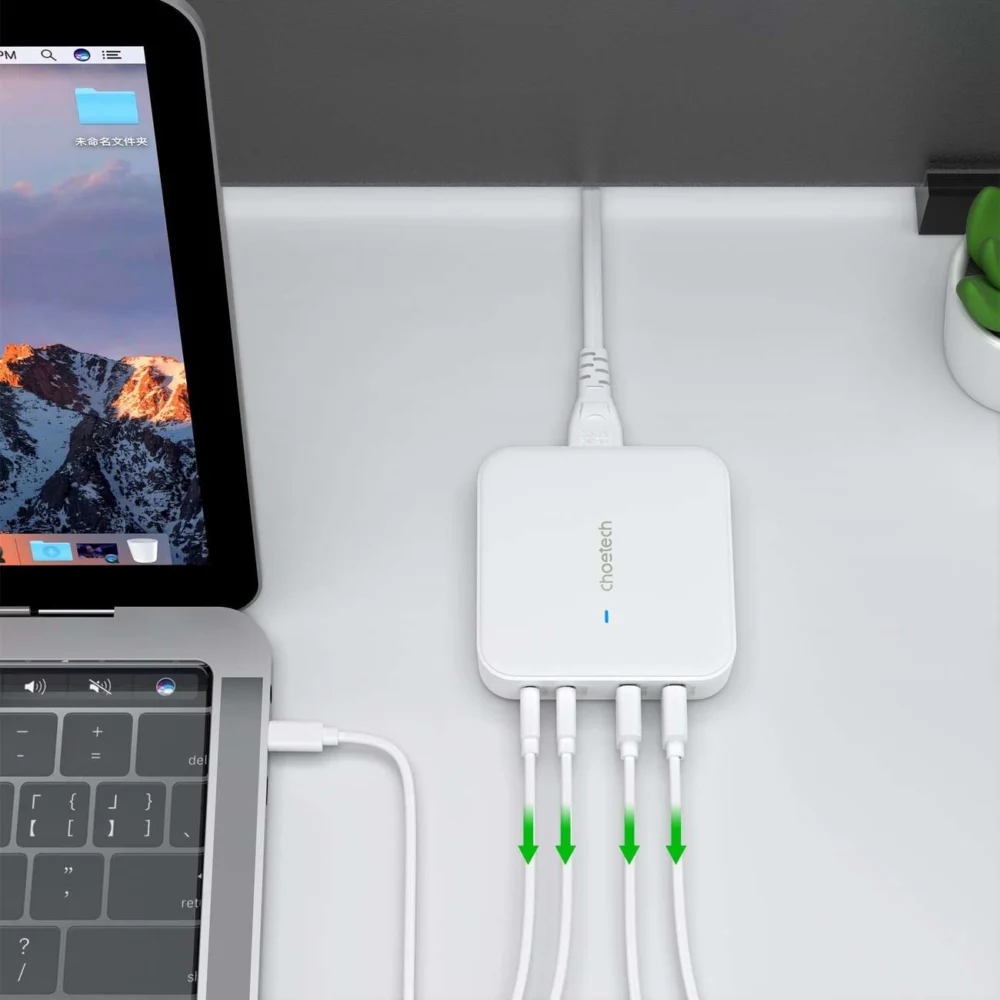 Choetech PD8008 100W GaN fast charger 2x USB-A / 2x USB-C - whiteeng