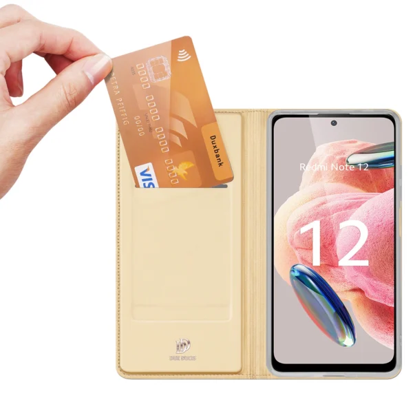 Dux Ducis Skin Pro Case For Xiaomi Redmi Note 12 Cover Flip Card Wallet Stand Goldeng