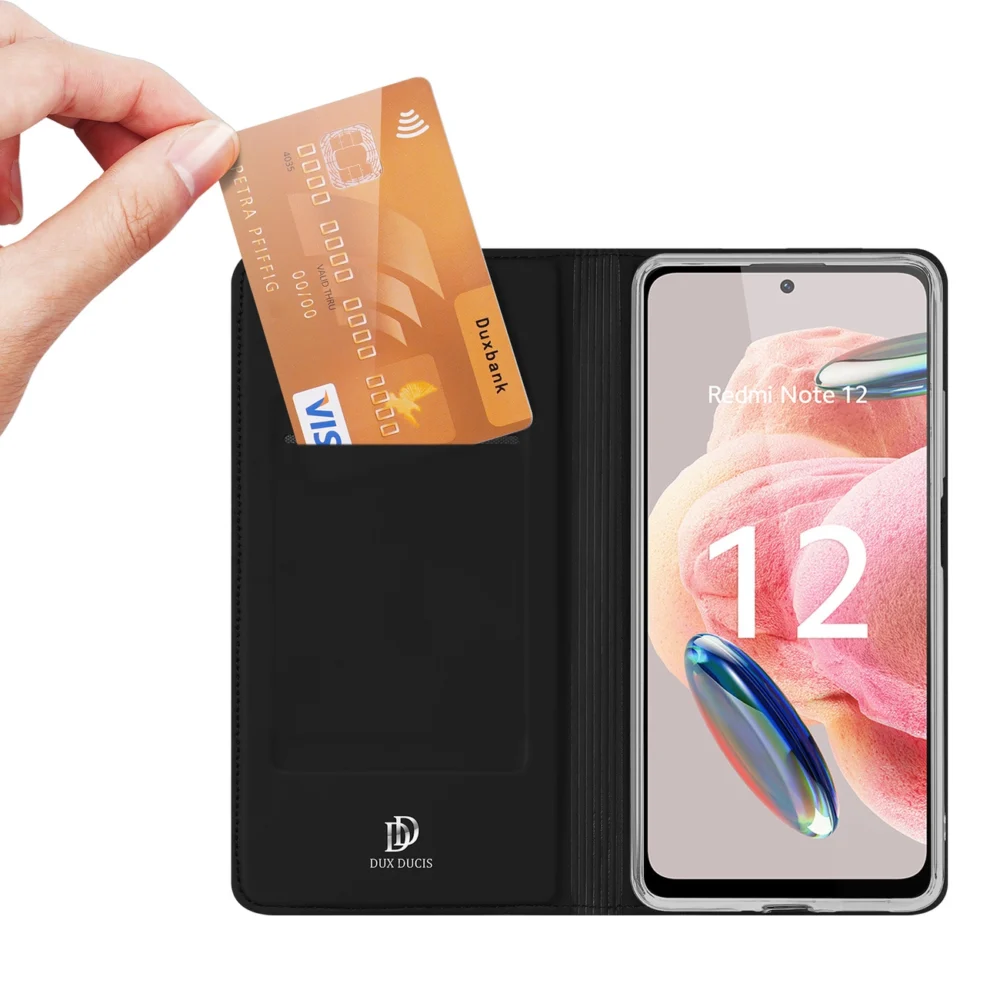 Dux Ducis Skin Pro Case for Xiaomi Redmi Note 12 Flip Card Wallet Stand Blackeng