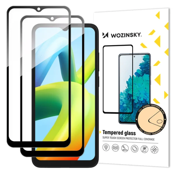 Wozinsky Full Glue Tempered Glass 2x Tempered Glass For Xiaomi Redmi A2 / Redmi A1 9H Full Screen Full Cover With Black Frameeng
