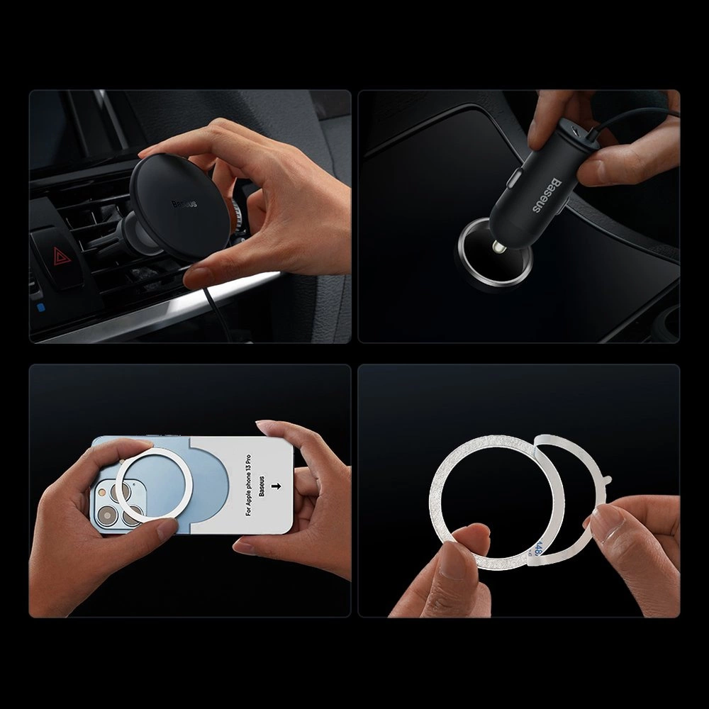 Baseus CW01 MagSafe 15W USB 25W inductive car charger - blackeng