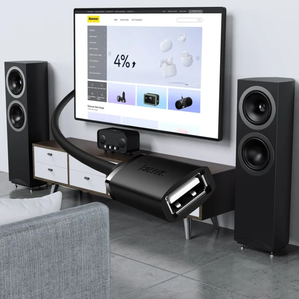 Extension cable USB 2.0 0.5m Baseus AirJoy Series - blackeng