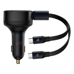 Car charger 2in1 33W 2x USB C (male) Baseus Enjoyment - blackeng
