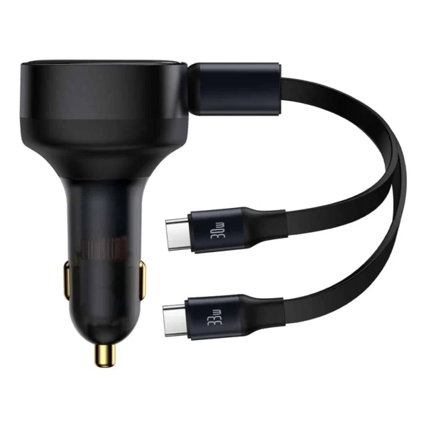 Car charger 2in1 33W 2x USB C (male) Baseus Enjoyment - blackeng