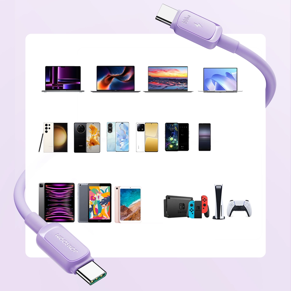 Joyroom Multi-Color Series A14 USB-C / USB-C 100W Cable 1.2m - Purpleeng