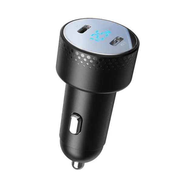 2x USB C 70W car charger with LED display Joyroom JR-CCD02 - blackeng