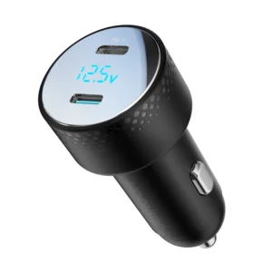 2x USB C 70W car charger with LED display Joyroom JR-CCD02 - blackeng