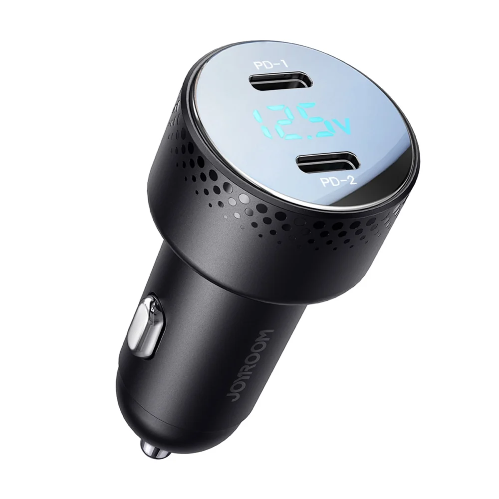 2x USB C 70W car charger with LED display Joyroom JR-CCD02 - blackeng