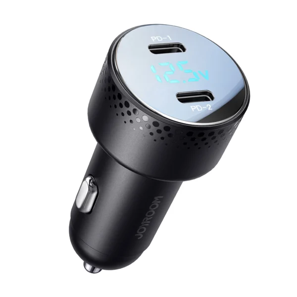 2x USB C 70W car charger with LED display Joyroom JR-CCD02 - blackeng