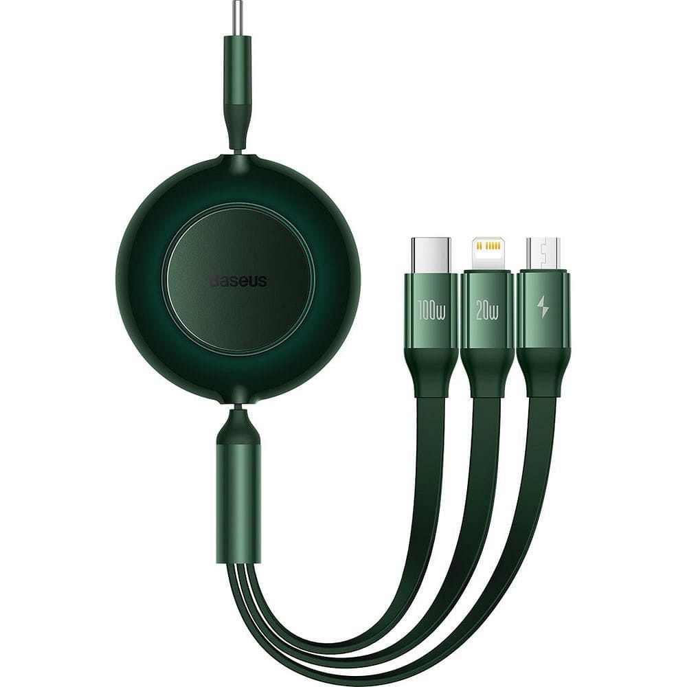 BASEUS cable 3in1 Type C to Micro USB / Lightning / Type C PD QC4.0 3,5A 100W CAMJ010206 1,1 m green