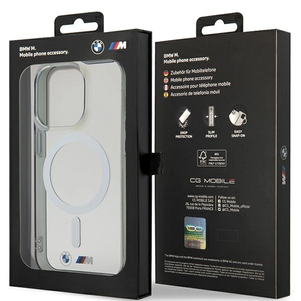 Case BMW BMHMP14LHCRS iPhone 14 Pro 6.1" transparent hardcase Silver Ring MagSafeeng