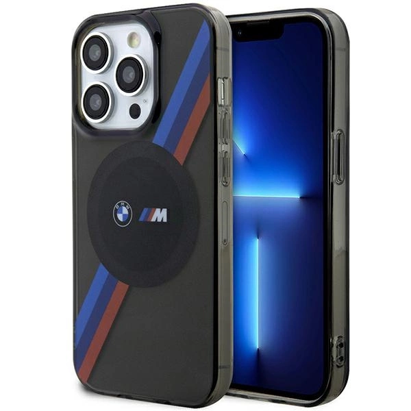 Case BMW BMHMP14LHDTK iPhone 14 Pro 6.1" grey/grey Tricolor Stripes MagSafeeng