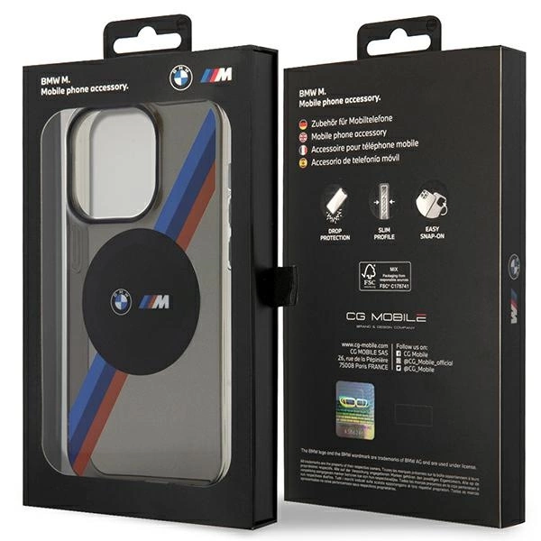 Case BMW BMHMP14LHDTK iPhone 14 Pro 6.1" grey/grey Tricolor Stripes MagSafeeng