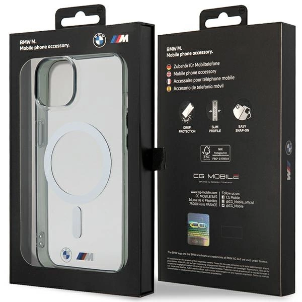 BMW Silver Ring MagSafe case for iPhone 14 Plus - transparenteng