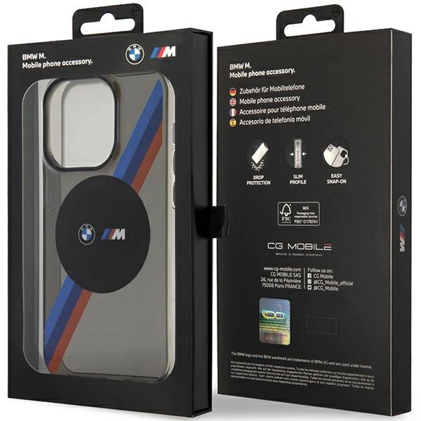 Case BMW BMHMP14XHDTK iPhone 14 Pro Max 6.7" grey/grey hardcase Tricolor Stripes MagSafeeng