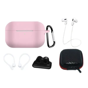 Silicone Case Set for AirPods Pro 2 / AirPods Pro 1 + Case / Ear Hook / Neck Strap / Watch Strap Holder / Carabiner - pinkeng